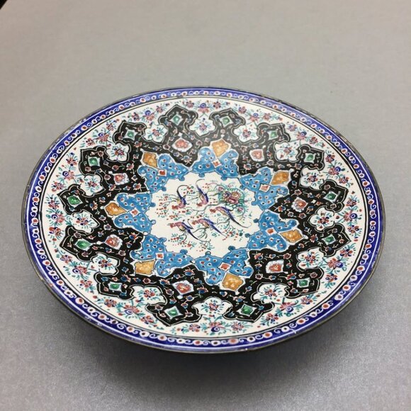 Persian Enamel Minakari Decorative Small Plate Birds Detailed Hand Painted - Picture 6 of 10